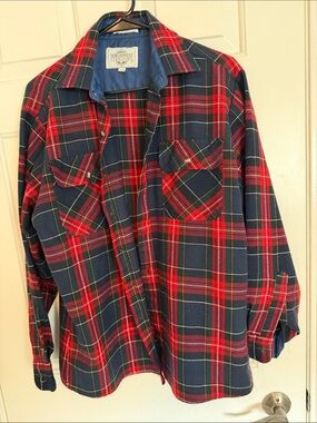 Northwest Red and Navy Plaid Flannel Button-Down Shirt